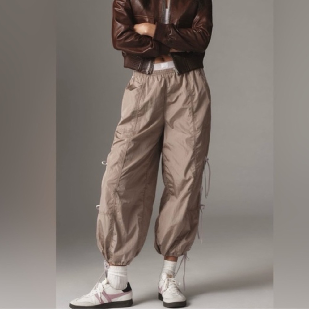 Anthropologie Daily Practice Side-Tie Elastic Waist Athletic Windbreaker Pants - Picture 2 of 14